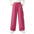 thumbnail image 1 of nerohusy Wide Leg Pants Kids Cargo Sweatpant Boys Girls Baggy Pants Fleece Joggers Elastic Waist Pant Casual Workout Trouser Hot Pink,5 Years, 1 of 9