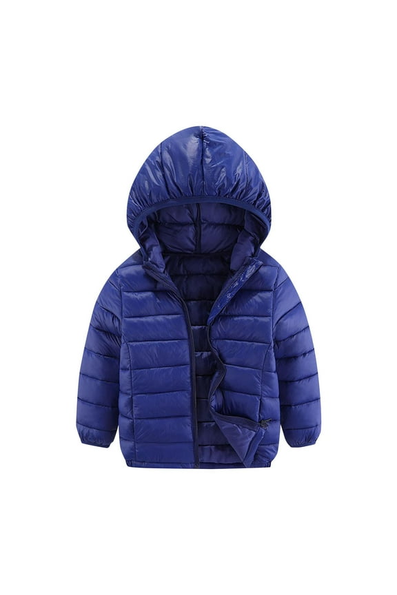 Winter Down Coats for Kids Baby Boys Girls Light Shiny Puffer Padded Jacket Packable Hooded Infant Outerwear 3-16year Navy,130