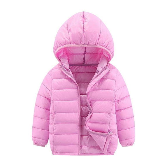 nerohusy Winter Down Coats for Kids Baby Boys Girls Light Shiny Puffer Padded Jacket Packable Hooded Infant Outerwear 3-16year Pink,120
