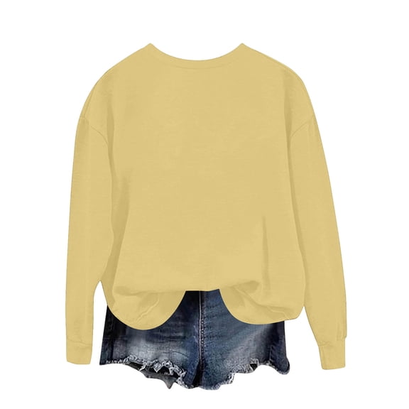 nerohusy Women Fall Sweatshirts Basic Solid Color Plain V Neck Sweatshirt No Hood Long Sleeve Shirts Pullover Tops 2025 Beige,M