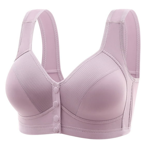 nerohusy Women Plus Size Bras No Underwire,Daisy Bras for Older Women,Daisy Bra,Daisy Bra for Seniors Front Closure,Comfortable Convenient No Wire Buckle Bra,Purple,XXL