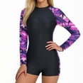 thumbnail image 1 of nerohusy Women Sun Protection Swimwear One Piece Long Sleeve Rash Guard Boyleg Zipper Front Swimsuit Summer Beach Vacation Athletic Suits,Multicolor,XXL, 1 of 8