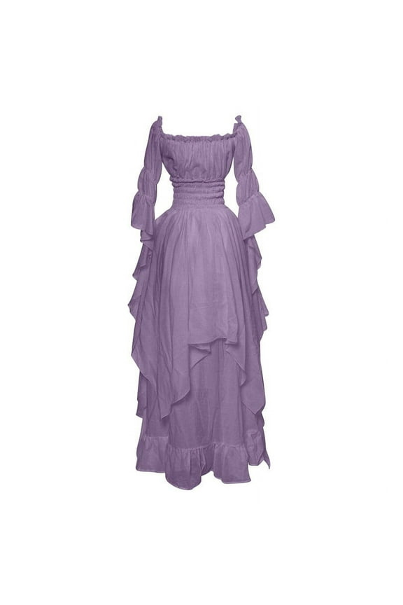 Women Victorian Dress Renaissance Costume Gothic Witch Dress Medieval Wedding Dresses Corset Gothic Fairy Costumes Purple,L