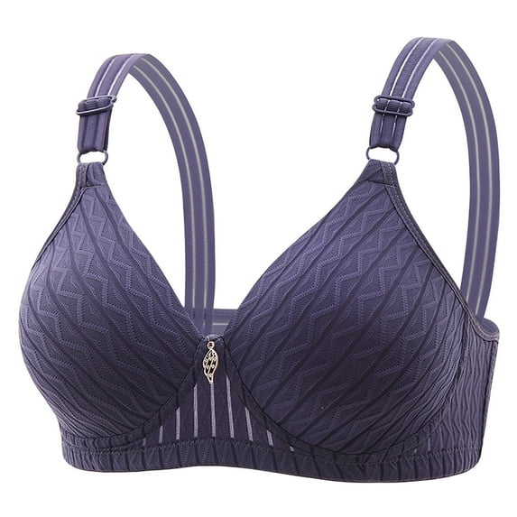 nerohusy Women Wireless Bra Plus Size,Daisy Bras for Older Women,Daisy Bra,Daisy Bra for Seniors Front Closure,Comfortable Convenient No Wire Buckle Bra,Purple,L