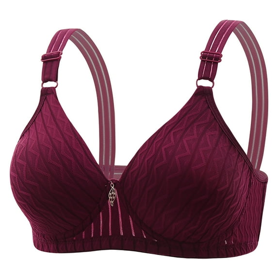 nerohusy Women Wireless Bra Plus Size,Daisy Bras for Older Women,Daisy Bra,Daisy Bra for Seniors Front Closure,Comfortable Convenient No Wire Buckle Bra,Wine,L