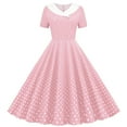 thumbnail image 1 of nerohusy Women's 1950s Vintage Prom Midi Dress Cocktail Swing Dresses Double Breasted Rockabilly Polka Dot Party Tea Dresses Gowns Pink,M, 1 of 7