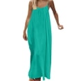 thumbnail image 1 of nerohusy Women's 2026 Backless Spaghetti Strap Maxi Dress Solid Color Flowy Adjustable Tie Back Summer Beach Vacation Sundress Mint Green,M, 1 of 8