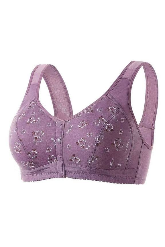 Women's Bralette Everyday Underwear Plus Size,Push Up No Rims Wide Strap Bras for Ladies Bras,Womens Seamless Brassiere Comfort Breathable,S-4XL,Purple,XXL