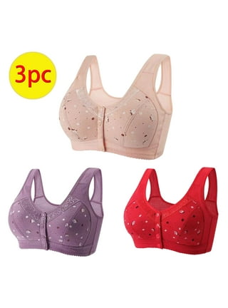 Daisy Bras for Older Women,Comfortable Convenient Front Close Button for Older  Women No Wire,Buckle Bra Comfy Corset Bra Black at  Women's Clothing  store