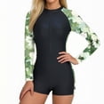 thumbnail image 1 of nerohusy Women's Full Coverage One Piece Swimsuit Long Sleeve Rash Guard Boyleg Zip Up Sun Protection Vacation Surfing Suits,Multicolor,XL, 1 of 8