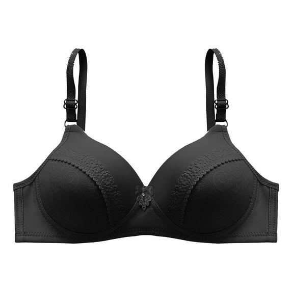 nerohusy Women's Full Figure Beauty Back Smoothing Bra,Wireless Bras for Large Breasted Women Full Coverage Comfort Everyday Bras Smooth Invisible Support Bralette,Black,L