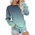 thumbnail image 1 of nerohusy Women's Gradient Color Sweatshirts Fall Trendy Long Sleeve Round Neck Fleece Pullovers Casual Loose Tunic Tops with Pocket 2025 Army Green,XL, 1 of 7