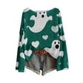 thumbnail image 1 of nerohusy Women's Halloween Sweater Graphic Sweatshirts Vintage Spooky Season Pumpkin Ghost Print Long Sleeve Knit Pullover Sweatshirt Light Blue,S, 1 of 3