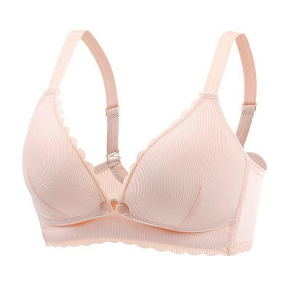 nerohusy Women's Lace Bra,Womens Daisy Bra Everyday Bras Sports Bras Beauty Back Full Coverage Comfort Easy Close Bra Front Buckle Corset,Beige,M