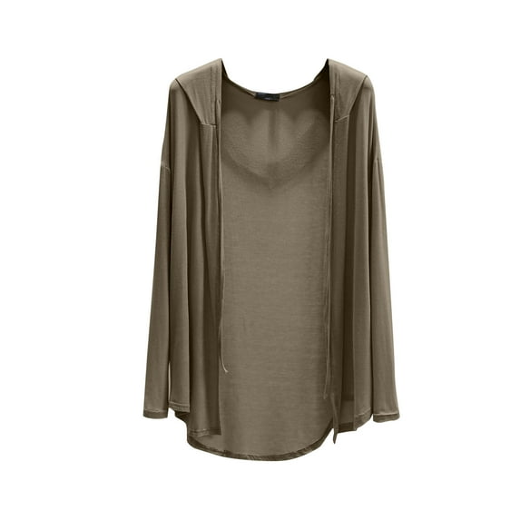nerohusy Women's Lightweight Cardigan Summer Casual Cool Open Front Cardigans Long Sleeve Modal Duster Hooded Solid Color Thin Gray,XXXXXL