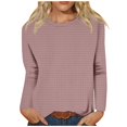 thumbnail image 1 of nerohusy Women's Long Sleeve Blouse Basic Crew Neck Casual Tunic Shirts Spring Loose Fit Waffle Tees Summer Plain Solid Color Daily Going Out Tops 2025 Pink,XXL, 1 of 6