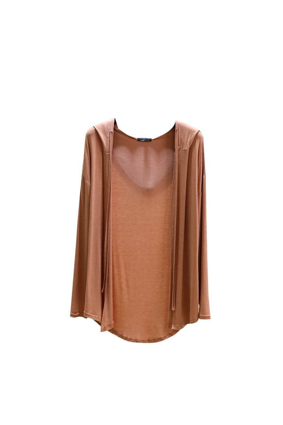 Women's Long Summer Cardigan Casual Lightweight Open Front Cardigans Long Sleeve Modal Duster Hooded Solid Color Thin Khaki,XXL