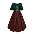 thumbnail image 1 of nerohusy Women's Medieval Victorian Dress Flare Sleeve Off Shoulder Medieval Dresses with Corset Patchwork Ball Gown 2025 Brown,L, 1 of 7