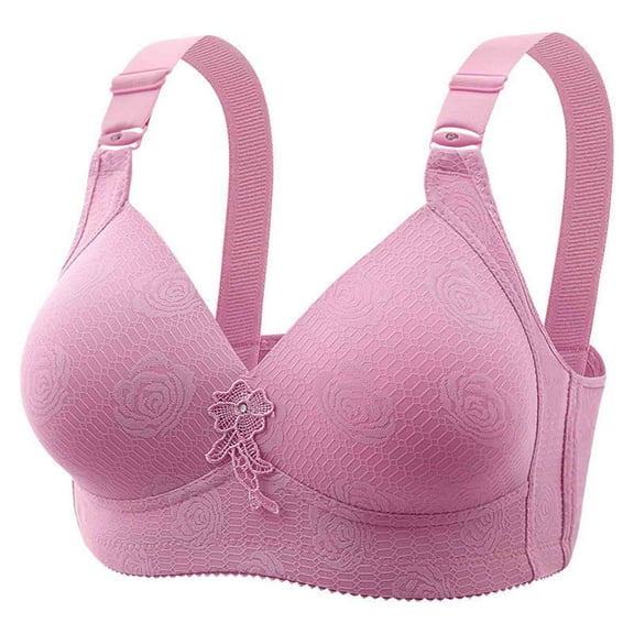 nerohusy Women's Plus Size Bras Underwire,Daisy Bras for Older Women,Daisy Bra,Daisy Bra for Seniors Front Closure,Comfortable Convenient No Wire Buckle Bra,Purple,XL