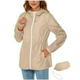 thumbnail image 1 of nerohusy Women's Rain Jackets Waterproof with Hood Windbreaker Jackets Outdoor Travel Hiking Lightweight Package Zip Up Rain Coat Khaki,M, 1 of 9