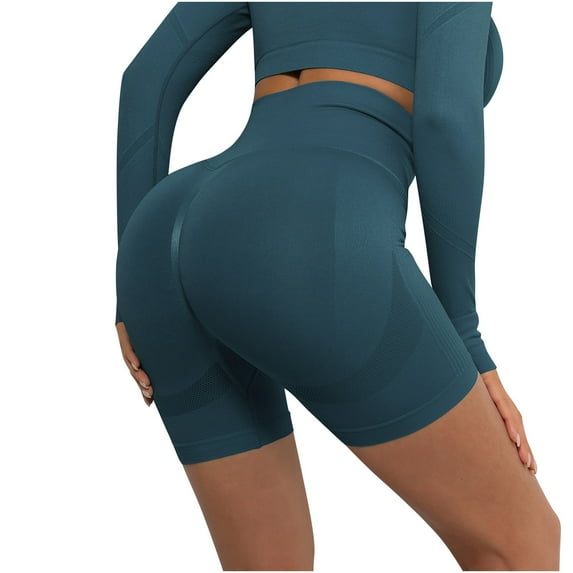 nerohusy Womens Bike Shorts,Women's Workout Shorts High Waisted Compression Yoga Spandex Volleyball Biker Shorts for Women Seamless Fitness Yoga Shorts,Navy,S