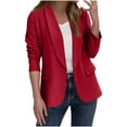 thumbnail image 1 of nerohusy Womens Blazer Cardigans Long Sleeve Open Front Cardigans Notch Lapel Casual Work Office Suit Jackets with Fake Pocket Red,XL, 1 of 8