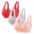 thumbnail image 1 of nerohusy Womens Bras Pack of 3,Comfortable Daisy Bra for Seniors,Women's Daisy Bra Comfort Breathable Front Closure Button Wirefree Bra Everyday Bra 2024,XXL, 1 of 4