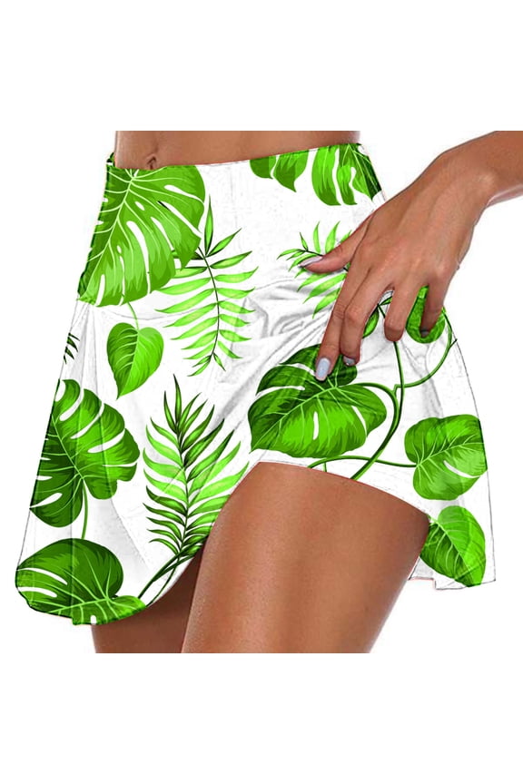 Womens Culottes Hawaiian Floral Printed Skirt Tennis Skirt Tummy Control Skorts Skirts High Waisted Workout Golf Skort with Pockets