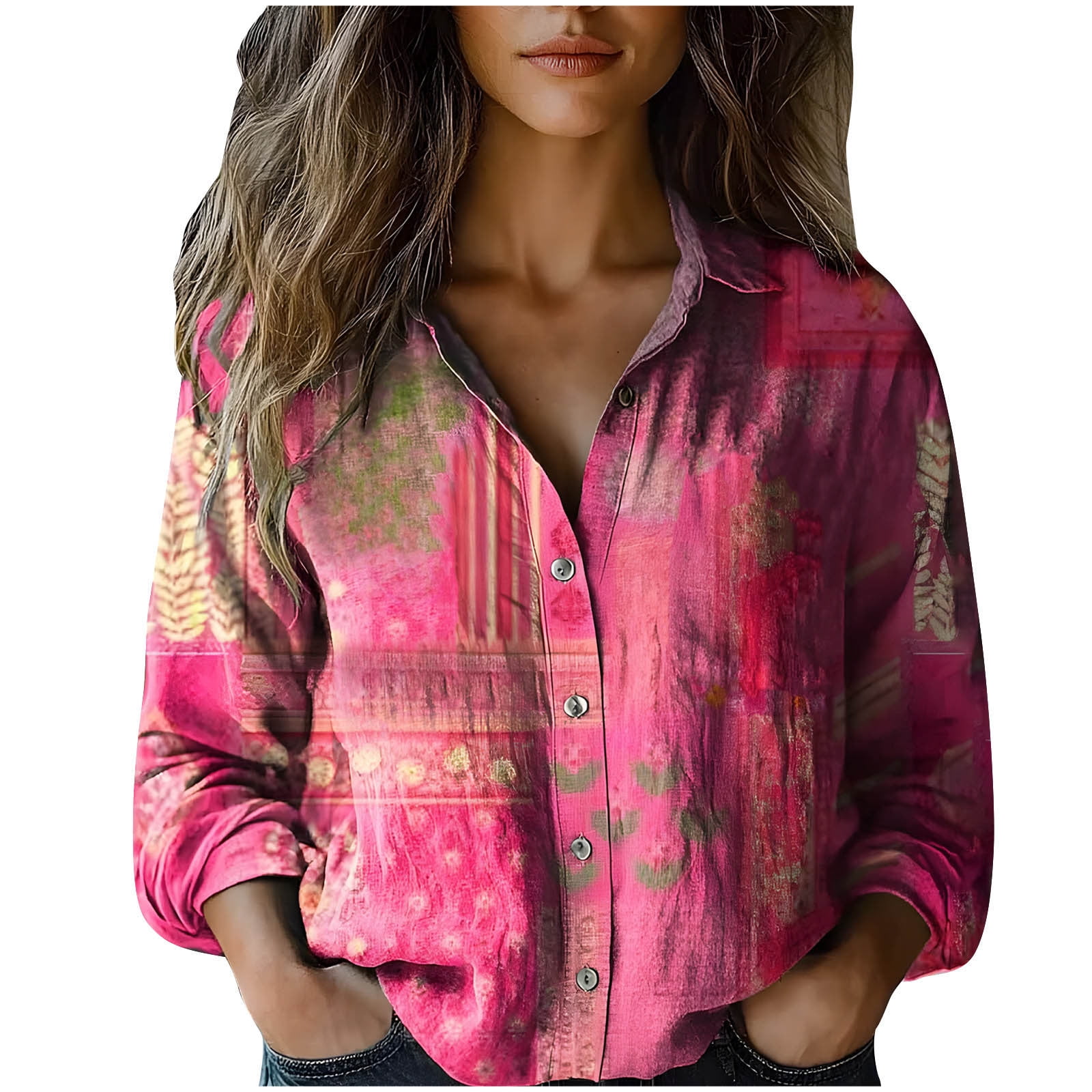 Pink Floral Cotton Printed Button-Down Ethnic Summer Top main image 0