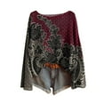 thumbnail image 1 of nerohusy Womens Fall Boho Sweaters 2025 Vintage Floral Graphic Tshirts Round Neck Jumper Shirt Long Sleeve Oversized Knit Pullover Top Wine,M, 1 of 3