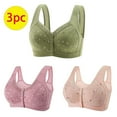 thumbnail image 1 of nerohusy Womens Front Closure Bras Seniors,Comfortable Daisy Bra for Seniors,3-Pack Women's Daisy Bra Comfort Button Bra Push Up Wireless Everyday Bras,Army Green,XXXL, 1 of 6