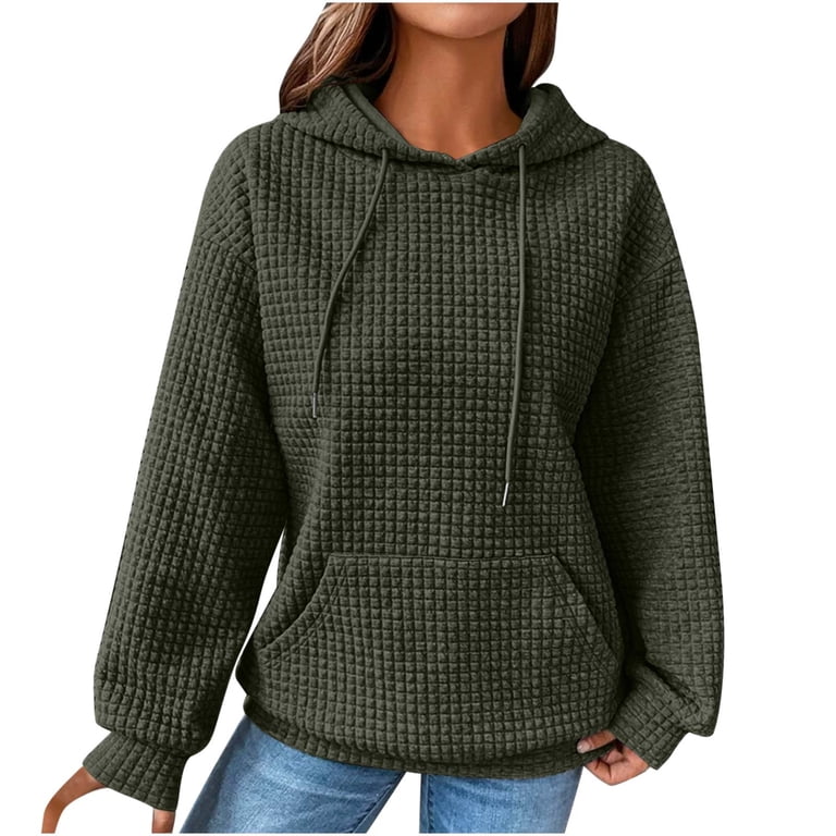 BEUFRI Women's Casual Hoodie - Long Sleeve Loose Fit Pullover Sweatshirt With Pocket (Army Green)