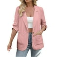 thumbnail image 1 of nerohusy Womens Linen Blazer Casual Long Sleeve Lightweight One Button Jackets Spring Summer Fall Suit Jacket Coat with Pockets 2025 Pink,M, 1 of 9