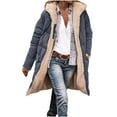 thumbnail image 1 of nerohusy Womens Long Puffer Coats Reversible Fleece Jacket Oversized Long Sleeve Hooded Coat Winter Zip Parka Quilted Down Coat Dark Gray,L, 1 of 6