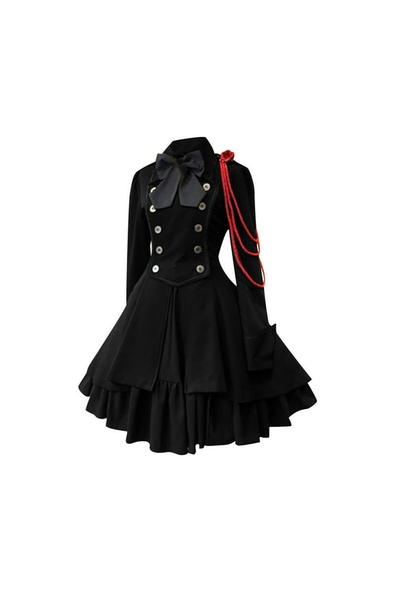 Womens Long Sleeve Dresses Homecoming Dress for Women Boat Turtle Neck Formal Bow Tie Vintage Goth Winter Fall 2025 Black,S