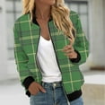 thumbnail image 1 of nerohusy Womens Plaid Bomber Jacket Lightweight Bomber Coat Casual Spring Fall Jackets Zip Up Cropped Coats Trendy 2024 Outwear with Pockets Deals of the Day Army Green,XL, 1 of 5