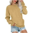 thumbnail image 1 of nerohusy Womens Plain Crewneck Sweatshirts Fall Basic Casual Long Sleeve Pullover Tops Solid Color Lightweight Sweatshirt with Pocket Yellow,XL, 1 of 6
