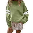 thumbnail image 1 of nerohusy Womens Pullover Sweatshirts Varsity Striped Color Block Long Sleeve Drop Shoulder Sweatshirt Oversized Sweat Shirts Tops 2025 Mint Green,M, 1 of 6