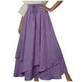 thumbnail image 1 of nerohusy Womens Renaissance Elastic High Waist Skirt Drawstring Double Layered Flowy Long Skirts Vintage Boho Skirts with Pockets 2025 Purple,S, 1 of 7