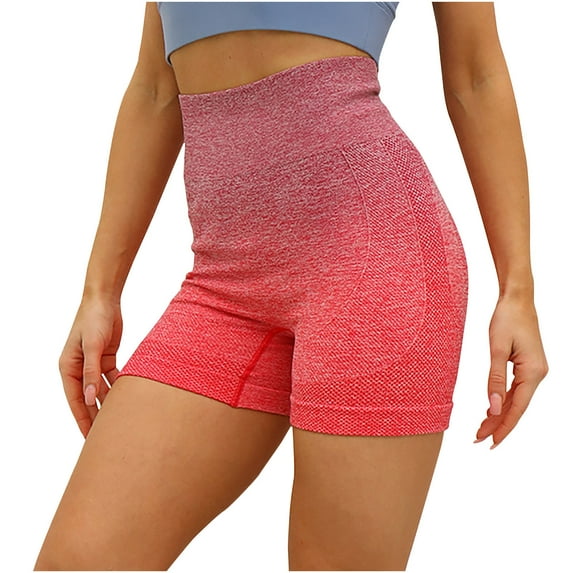 nerohusy Womens Running Shorts,Women's Workout Shorts High Waisted Compression Yoga Spandex Volleyball Biker Shorts for Women Seamless Fitness Yoga Shorts,Red,S