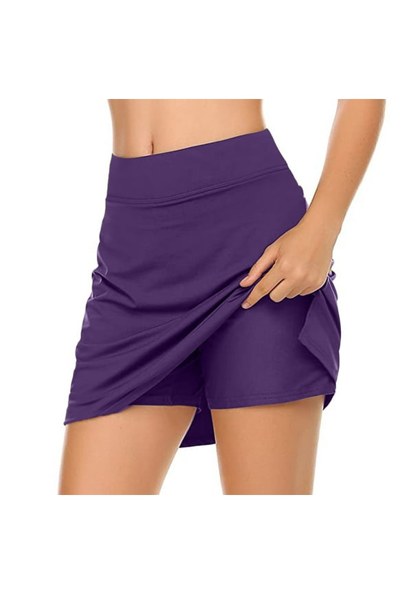 Womens Skorts with Pockets Tennis Golf Skirts Solid High Waist Gym Workout Skorts with Shorts Underneath Quick Dry Athletic Running Skirt 2024