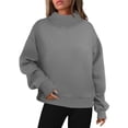 thumbnail image 1 of nerohusy Womens Sweatshirts Plus Size Mock Neck Oversized Sweatshirt Casual Fashion Fall Winter Basic Pullover Sweater Tops Dark Gray,XL, 1 of 9