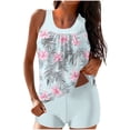 thumbnail image 1 of nerohusy Womens Swimsuits Two Piece Modest Tankini Bathing Suit Floral Print Athletic Swim Tank Tops with Boy Shorts,Light Blue,XL, 1 of 5