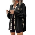 thumbnail image 1 of nerohusy Womens Waffle Knit Shacket Fall Jackets Oversized Hooded Shirt Jacket Fall Outfits Button Down Shirts 2024 Black,XXL, 1 of 8