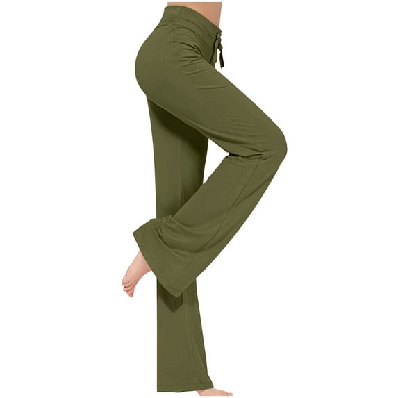 nerohusy Womens Yoga Leggings with Pockets Wide Leg Yoga Pants High Waisted Bootcut Leggings Comfy Flare Lounge Pants Yoga Leggings Army Green,XXL