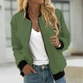 thumbnail image 1 of nerohusy Womens Zip Up Bomber Jackets Lightweight Long Sleeve Jacket 2024 Fall Outdoor Windbreaker with Pocket Todays Clearance Deals Green,XXL, 1 of 5