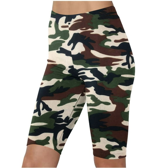 nerohusy Workout Shorts Women 5 Inch,High Waist Yoga Shorts for Women's Tummy Control Camou Print Fitness Athletic Workout Running Shorts with Pockets,Camouflage,XXXL