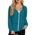 thumbnail image 1 of nerohusy Zip Up Womens Jacket Lightweight Track Jacket Packable Thin Outdoor Hoodies Golf Hiking Travel Hooded Sweatshirt Navy,XXL, 1 of 9
