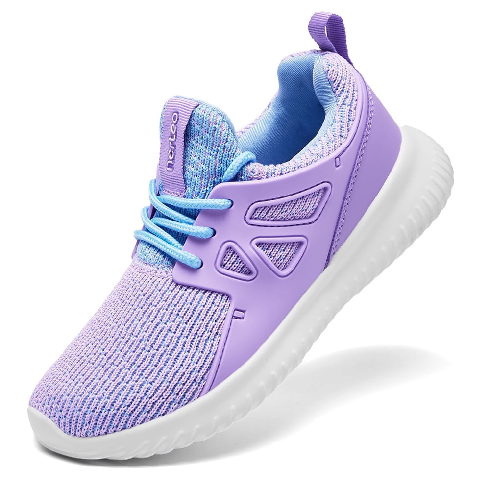 Girls Shoes Slip on Kids Running Sneakers | Teen Child Youth Shoes. Machin Washable Light Purple Size 4 US Big Kid