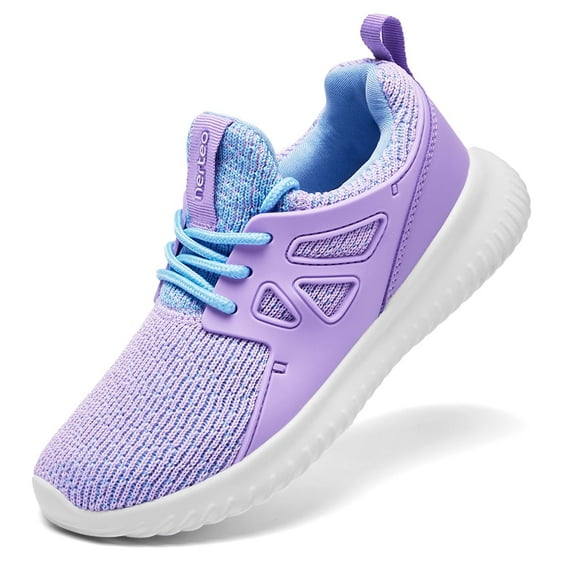 okilol Girls Shoes Slip on Kids Running Sneakers | Teen Child Youth Shoes. Machin Washable Light Purple Size 6 US Big Kid